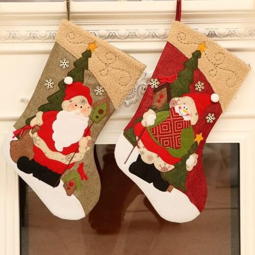 24*44.5cm Christmas Party Home Hotel Xmas Tree Hanging Decor Cartoon Santa Claus Snowman with Tree Stocking Sock Kids Gift Bags