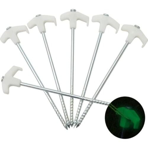 25cm Luminous Nail Camping Tent Peg Steel Stake Ice Fishing Screw Rod Stand High Strength Fishing Bivvy Awning