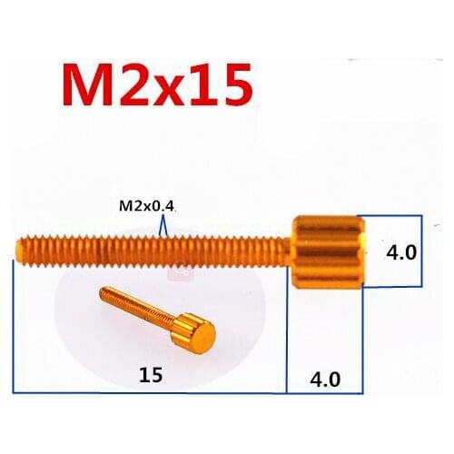 4pcs M2 thumb aluminium screws flat straight small grain knurled bolt male screw anode oxidation multi-color 15mm length