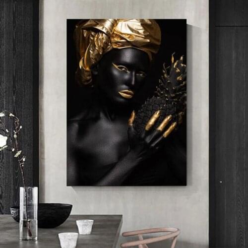 DIY Diamond Painting 5D Full Drill Square African Art Black Gold Woman Rhinestone Diamond Embroidery Cross Stitch Kit Mosaic New
