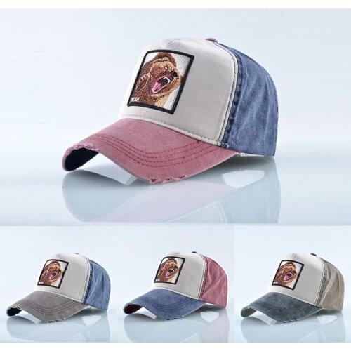 Animal Bear Embroidered Baseball Cap Hip-Hop Cap Unisex Outdoor Sports Cotton Adjustable Sunhat All-match Couple Hats