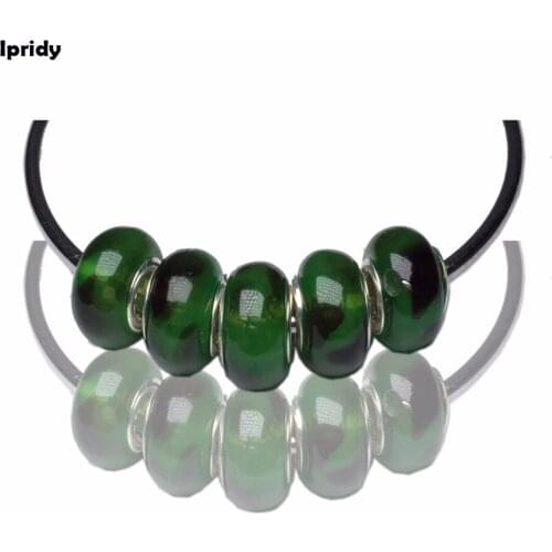 Large Hole Beads Mixed Color with Silver Brass Cores Resin European Charms Amber Double Color Effect 20pcs/lot