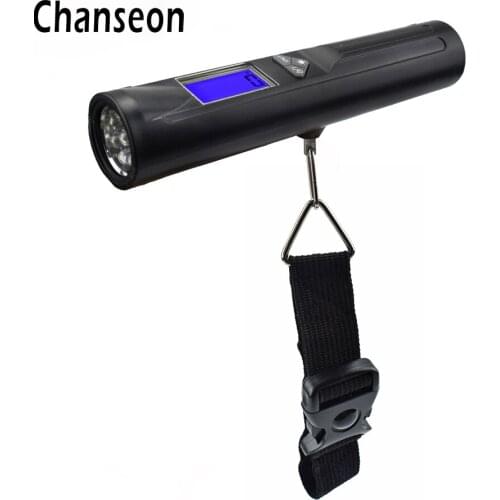Chanseon 50kg x 10g LCD Digital Travel Weight Electronic Fishing Luggage Scale Precision Weighing Hanging Scale with Flash Light