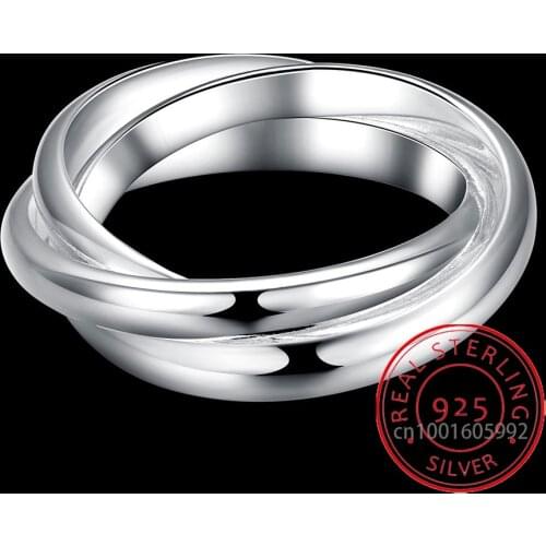 Elegant Fine New Beautiful Fashion 925 sterling silver jewelry silver ring Three Circles anel de Prata bijoux SIZE 5-10