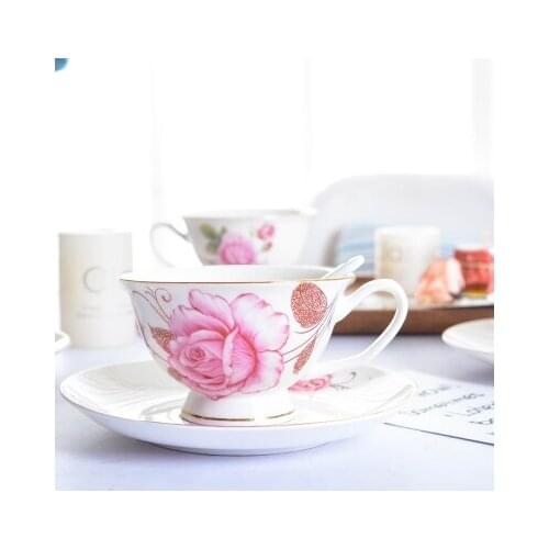 European Style Coffee Cup Ceramic Cup And Saucer Set Afternoon Tea Black Tea Set Porcelain Home Office Drinkware Free Shipping