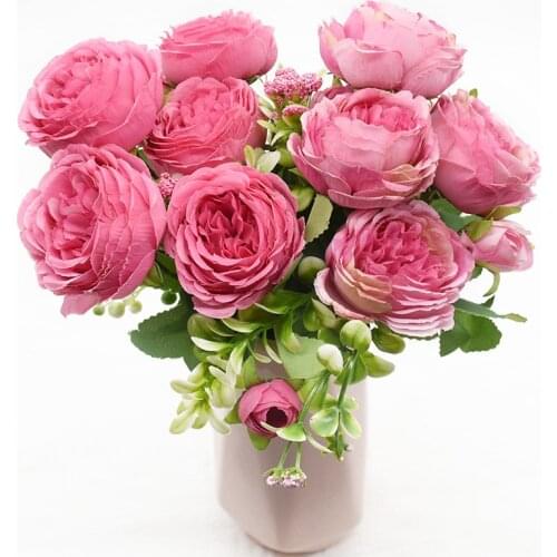 1 piece 5 forks Artificial peonies bouquet Wedding Christmas decorations for home Holding flowers Interior beautification Gifts