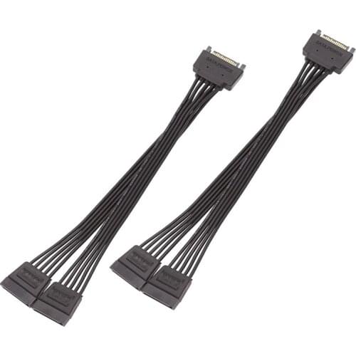 SATA Power Extension Cable, 15 Pin 1 Divide Into 2 Male to Female Hard Disk Cable 20Cm for HDD SSD Drives DVD Burners