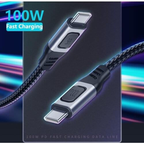 USB C to USB C Cable 2m 100W USB Type-C 5A E-Mark Fast Charging Nylon Braided Cord for Macbook Asus Lenovo Samsung Laptop Phone