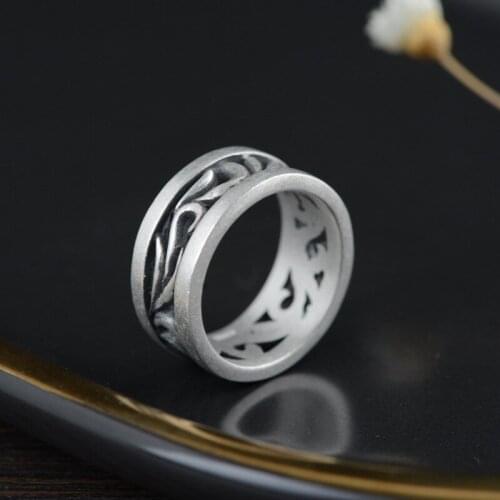 FNJ 990 Silver Ring for Women Men Jewelry 100% Original Pure S990 Silver Sterling Rings Hollow Patter