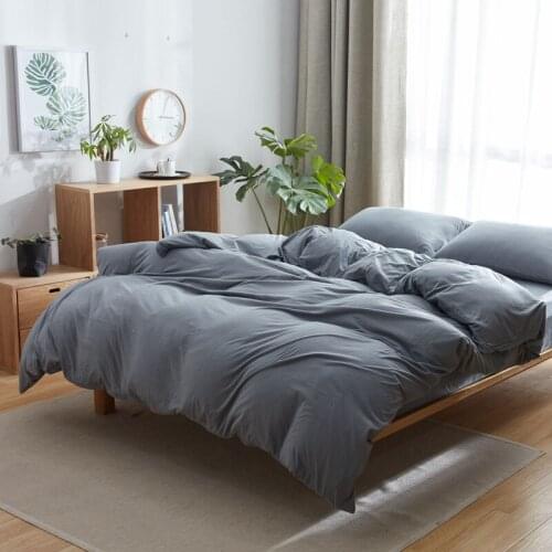 100% Cotton quality bedding set on sale 4pcs dark grey duvet cover sets double queen king size bed linen jersey fitted sheet