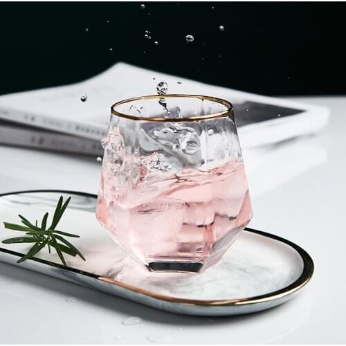 Creative diamond glass cup water cup juice cold drink milk coffee wine brandy whisky cup