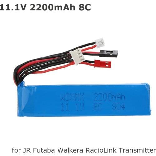 11.1V 2200mAh 8C 3S Li-po Battery 3 Connector for JR Futaba Walkera RadioLink Transmitter