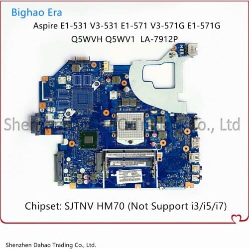 Q5WVH Q5WV1 LA-7912P Mainboard For ACER E1-571G V3-571G V3-571 E1-531 Laptop Motherboard W/ SJTNV HM70 (No Support i3/i5) Tested