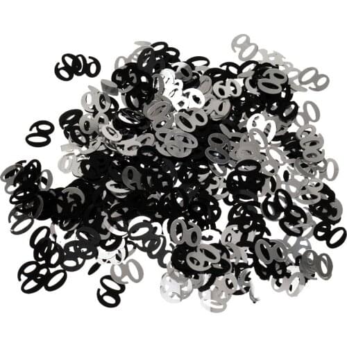 Age 60 Metallic 60th Birthday Anniversary Party Table Confetti Decoration Sprinkles Silver -Black