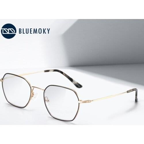 BLUEMOKY Vintage Metal Square Glasses Frame Men Women Anti Blue Light Ultralight Myopia Prescription Optical Luxury Eye Glasses