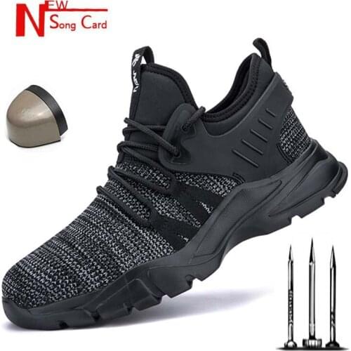 New mens Steel Toe work safety shoes casual breathable outdoor Sneakers puncture protective boots men comfortable work shoes