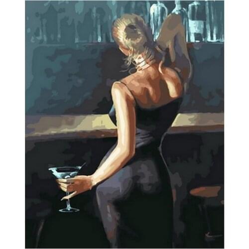 Unframe diy oil picture oil paintings by numbers figure painting paint by number for home decor 4050cm have a rest