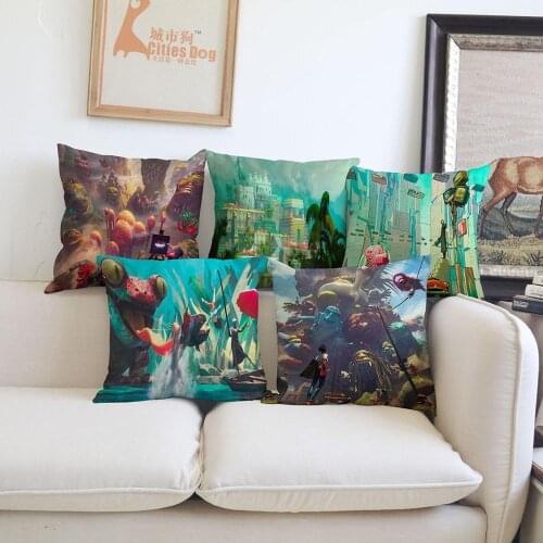 Illustration cushion cover Pillow linen Character and concept illustration artwork Home sofa Decoration cushions covers