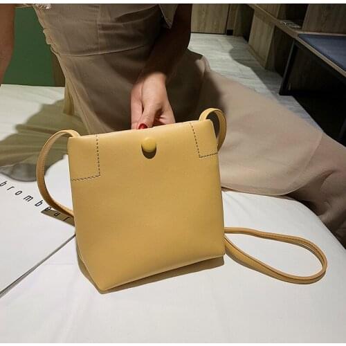 New style small bag fashion one shoulder womens bag Pu pure color simple slant cross small square bag satchels