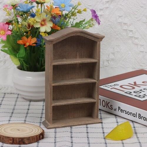 New Arrival！Miniature Wooden Retro Bookcase Cabinet Shelf Cupboard Model Dollhouse Furniture Decor DIY Toys