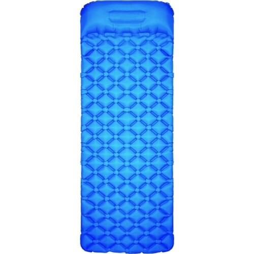 Single Camping Pad with Pillow Lightweight Compact Air Pad Lightweight Portable Air Mattress for Tent Backpacking Blue