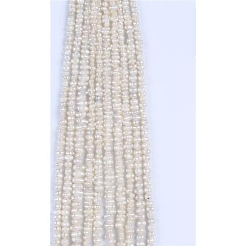 Wholesale low price white 3-4mm potato shape pearl strands