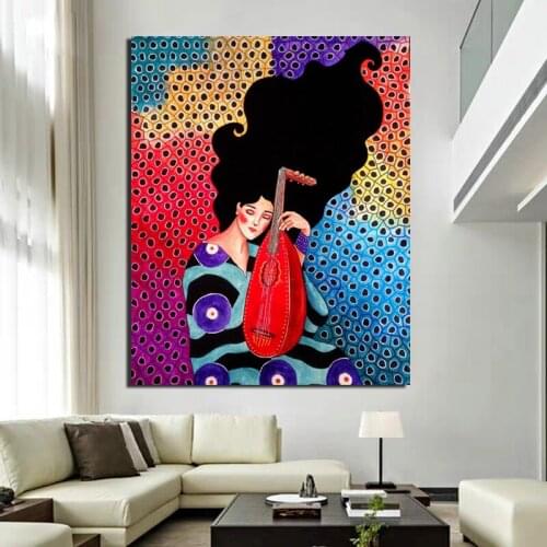 Poster Vintage Music Girl Cuadros Wallpaper Canvas Painting Print Living Room Home Decor Modern Wall Art Oil Painting Posters