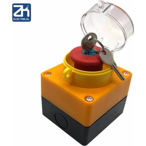 Equipment lift elevator emergency stop button switch box waterproof and dustproof 1NO + 1NC with protective cover