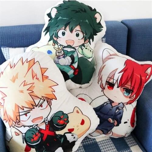 My Hero Academia Anime Pillow Izuku Bakugou Shoto Todoroki Plush Toys Cartoon Stuffed Doll Double Sided Toys Kids Gift
