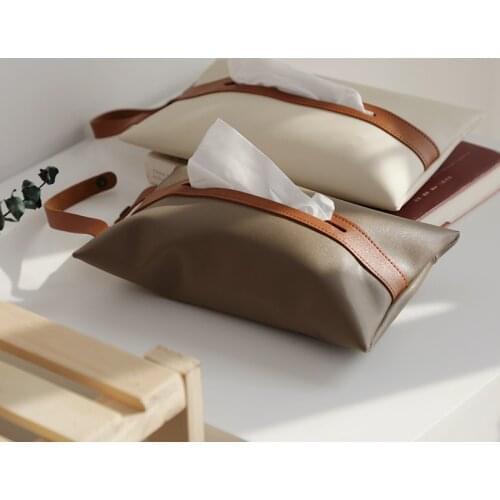 Simple Tissue Cover Car Tissue Box Paper Bag Hanging Home Decoration Tissue Cover Leather Tissue Box