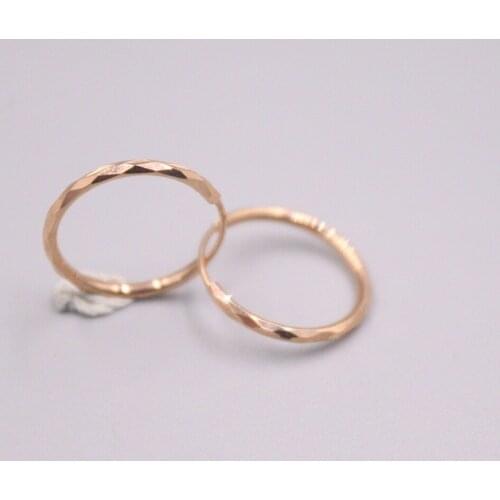Real 18K Rose Gold Earrings 16x1.5mm Pattern Round Ear Hook About 1.12g For Woman