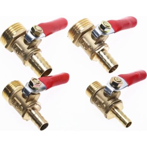 Ball Valve 4-12mm Hose Barb 1/8'' 1/2'' 1/4'' Male Thread Connector Joint Copper Pipe Fitting Coupler Adapter
