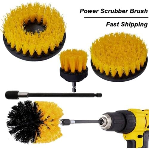 Drill Brush 2/3.5/4/5'' Yellow Power Scrubber Brush Round Cleaning Brush For Bathroom Surface Grout Tile Car Tire Wheel Brush