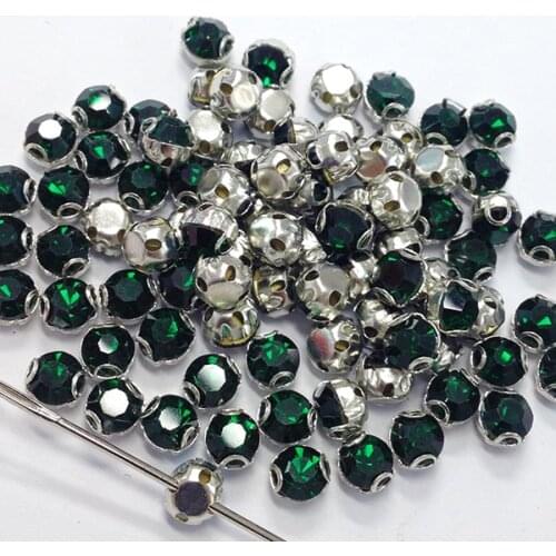 Sew On Rhinestones Crystal Strass Shiny Glass Beads Emerald 100pcs/lot 3.8mm Sewing Crystals DIY Gem decoration