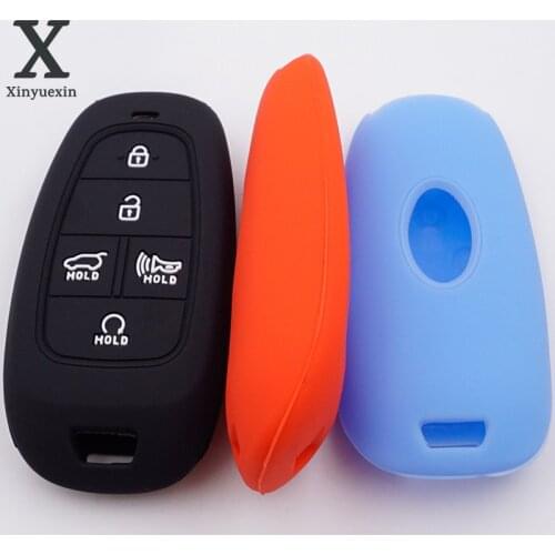 Xinyuexin 5 Buttons Silicone Car Key Shell Fit for Hyundai Sonata 2019 DN8 Smart Card Remote Control Protective Cover