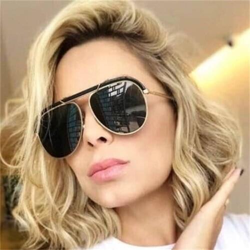 Silver Mirror Sunglasses Women Pilot Designer Fashion Shades Luxury Big Sunglasses Female Metal Frame 2020 Glasses