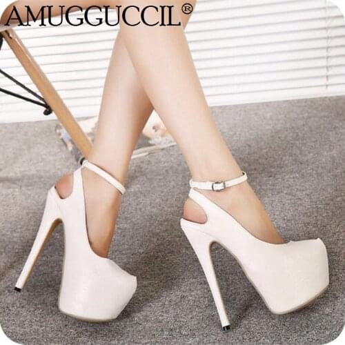 2020 New Plus Big Size 35-52 White Buckle Fashion Sexy High Heel Platform Party WeddingSpring Female Lady Shoes Women Pump D1253