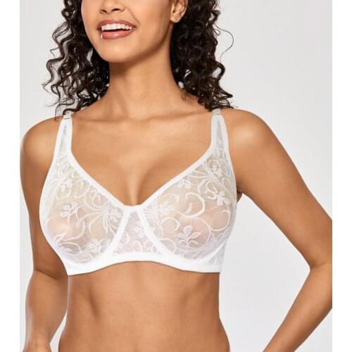 Womens Lace Bralette Bras Underwired Womens Underwear 4 Colours Sexy Lingerie Tops Embroidery Brassiere 32-52 A B C D DD Cup