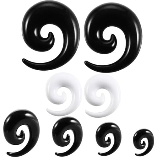 1.6-20mm 2Pcs Acrylic Spiral Taper Ear Plug and Tunnel Snail Auricle Ear Stretcher Expander Gauges Earring Piercing Body Jewelry
