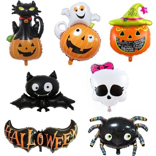 1Pc Large Size Ghost Halloween Party Aluminum Foil Balloons Spider Pumpkin Bat Children Happy Halloween Decorations Home Toys