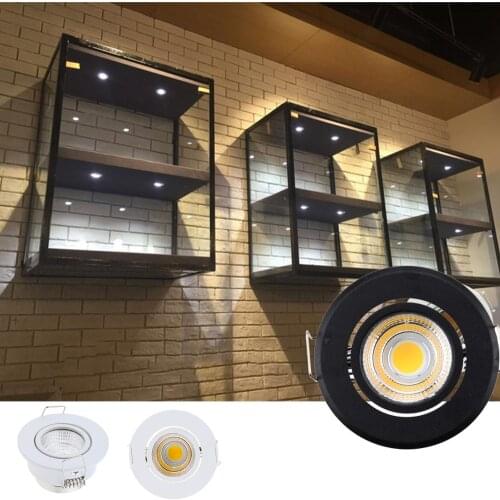 10pcs/lot 3W white body Small Led Downlights Recessed Mini Adjustable Cob Cabinet Spot Lights Hole Size 40-45mm