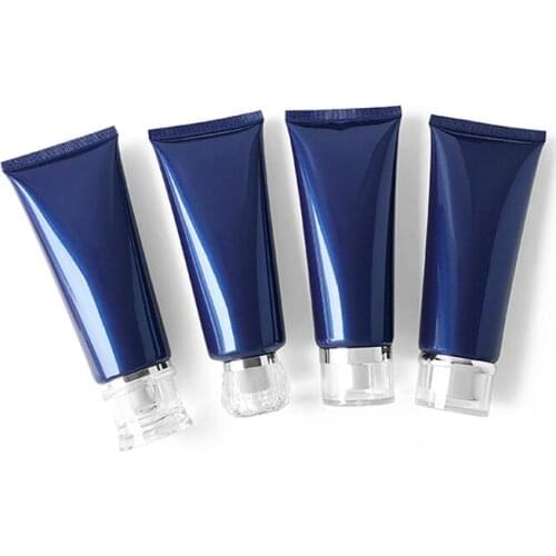 100ml 50pcs/lot Blue Facial Cleanser Tube Empty Makeup Squeeze Sub-bottling Acrylic Cap Refillable Cosmetic Container Soft Tubes