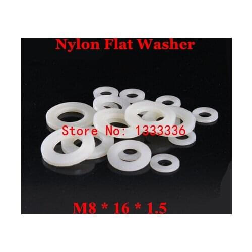 1000pcs M8*16*1.5 Nylon Flat Washer / M8 White Plastic Insulation Plain Ring Gasket Plated Spacers