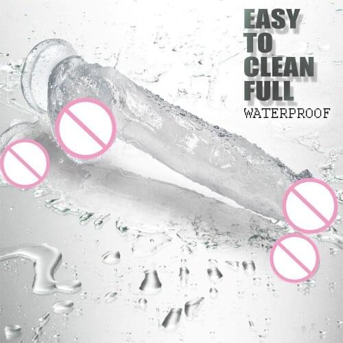 12 Inch Super Crystal Transparent Dildo Super Thick Lengthened Vaginal Masturbator Vibrator Adult Sex Products