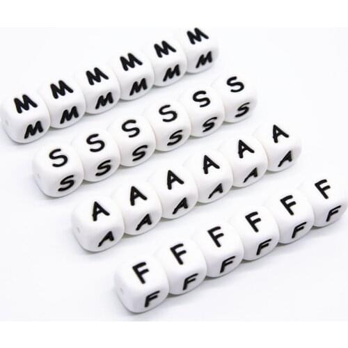 Cute-Idea 20pcs silicone beads english alphabet letters baby teether handmade accessory nursing chain baby teething product toy