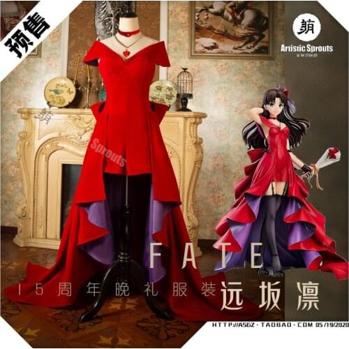 2020 New! Fate/stay Night Fsn Tohsaka Rin 15th Anniversary Party Dress COsplay Costume Women Red Gorgeous Uniforms H