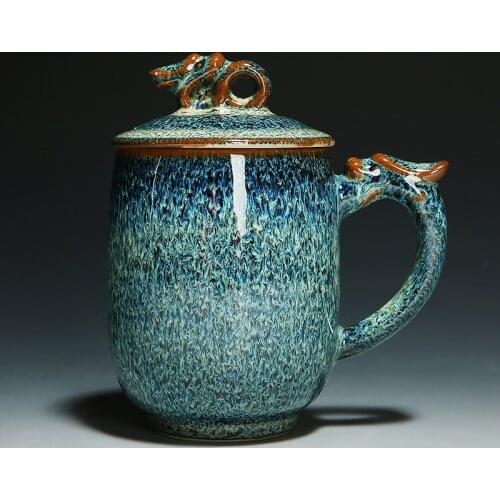 310ml Chinese Creative Ceramic Mug Filtered Tea Cup with Lid Office Personal Mug Coffee Cup