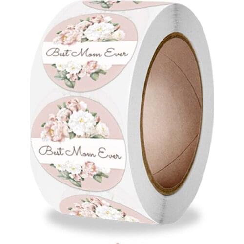 50-500Pcs Happy Mothers Day Stickers Best Mom Ever MAMA The Heart of The Family Gift for Mom Celebrating Paper Gift Box Tag