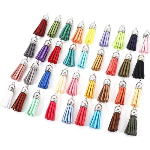 60pcs/lot 38mm Vintage Leather Tassels Fringe Purl Macrame For Jewelry Making DIY Keychain Cellphone Straps Pendant Accessories