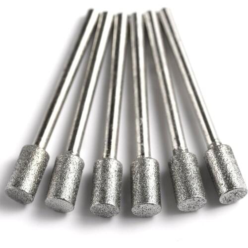10pcs grit#120 3mmx 3mm/4/5/6/8/10mm cylinder Diamond grinding burr abrasive bits grinding trimming polishing points for dremel